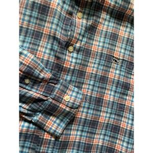 Mens L Slim‎ Fit Tucker Shirt Vineyard Vines Plaid Multicolor Cotton Button Down